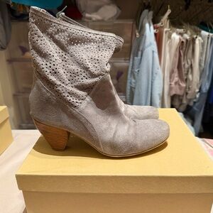 Gray Suede Ankle Boots